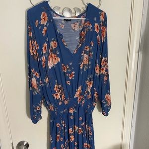 Blue Floral Torrid Dress with Elastic Waist Size 4X